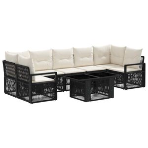vidaXL Gartensofa-set 8 stk. Schwarz und Cremewei&szlig; Poly-Rattan