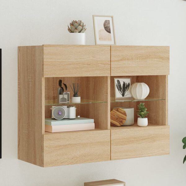 vidaXL TV-Wandschrank mit LED-Leuchten Sonoma-Eiche 78,5x30x60,5 cm
