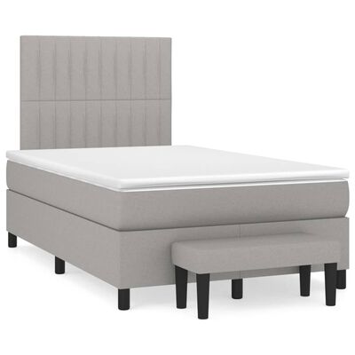 vidaXL Boxspringbett mit Matratze Hellgrau 120x200 cm Stoff