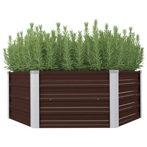 vidaXL Hochbeet Braun 129 x 129 x 45 cm Verzinkter Stahl