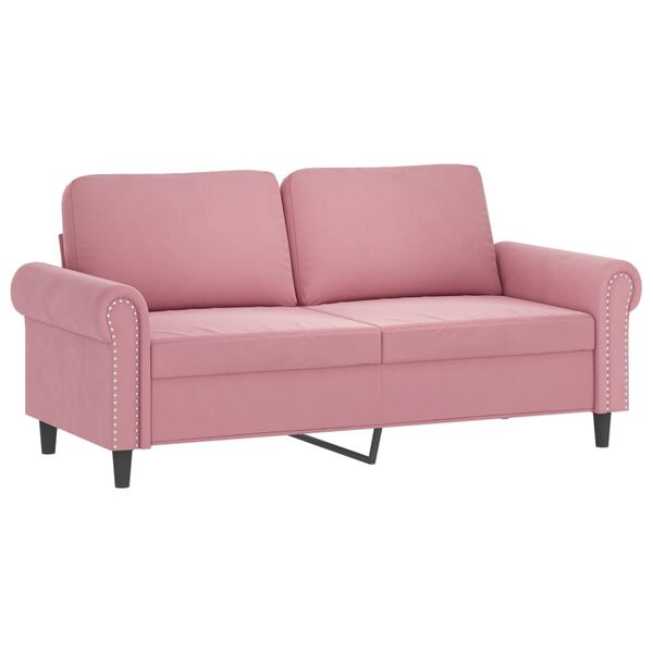 vidaXL 3-tlg. Sofagarnitur mit Kissen Rosa Samt