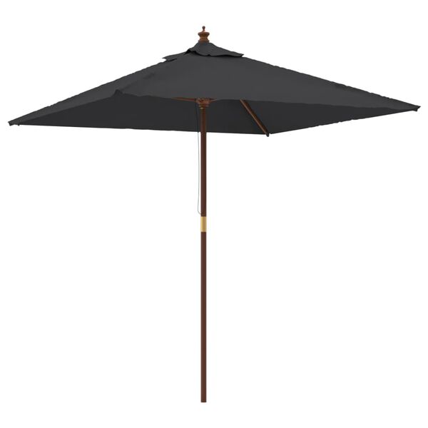 vidaXL Sonnenschirm mit Holzmast Schwarz 198x198x231 cm
