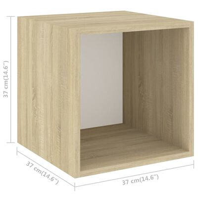 vidaXL 5-tlg. TV-Schrank-Set Weiß Sonoma-Eiche Holzwerkstoff