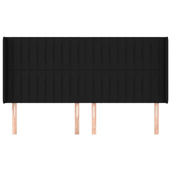 vidaXL Kopfteil mit Ohren Schwarz 203x16x118/128 cm Stoff