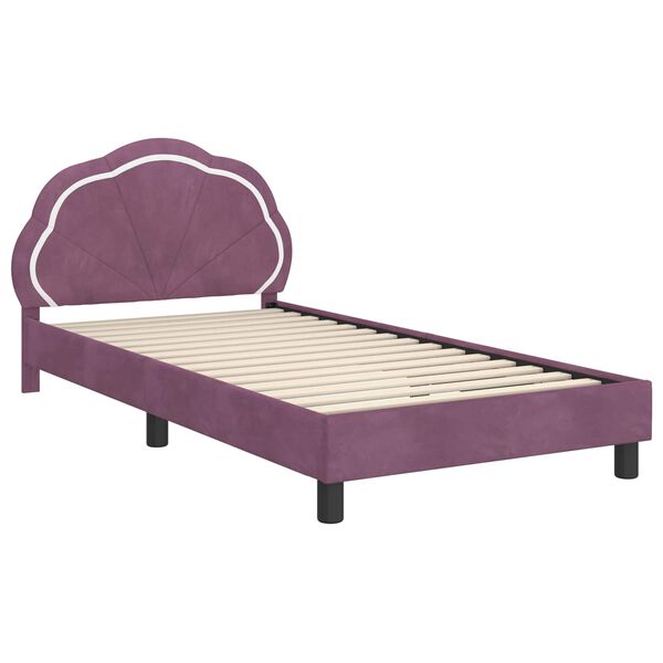 vidaXL Kinderbettgestell mit Kopfteil Lila 90 x 200 cm Samt