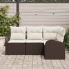 vidaXL Sofa Set mit Kissen 4 pcs Braun und Weiß Poly-Rattan
