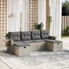 vidaXL 6-tlg. Garten-Sofagarnitur mit Kissen Hellgrau Poly Rattan