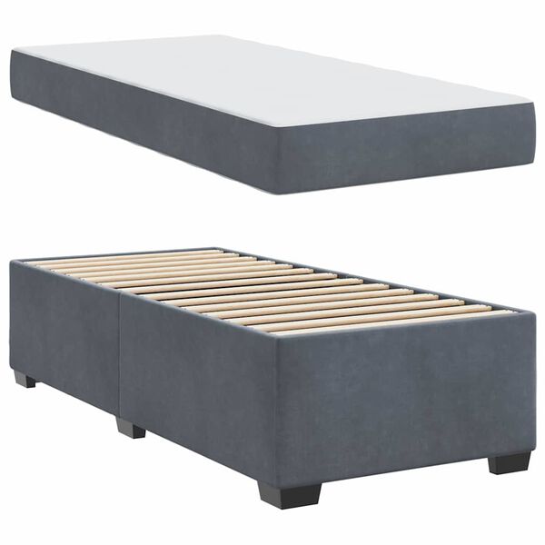 vidaXL Bettgestell mit Matratze Dunkelgrau 100 x 200 cm Samt