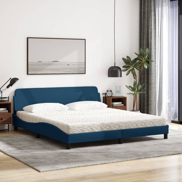 vidaXL Bett mit Matratze "Dover" Blau 180x200 cm Stoff