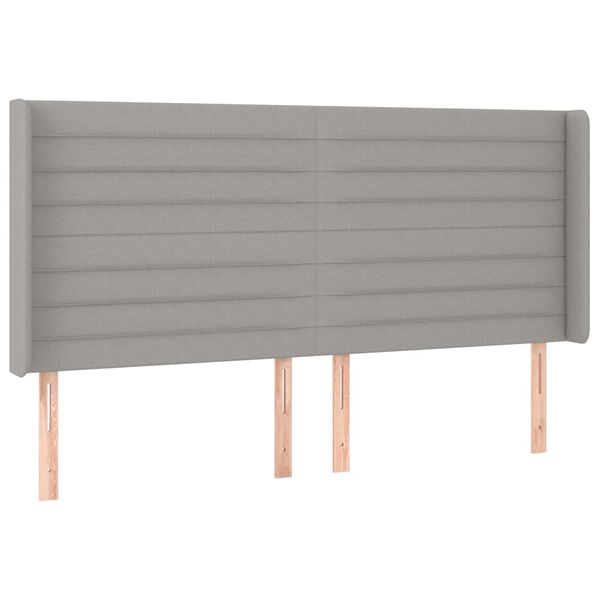 vidaXL LED Kopfteil Hellgrau 203x16x118/128 cm Stoff