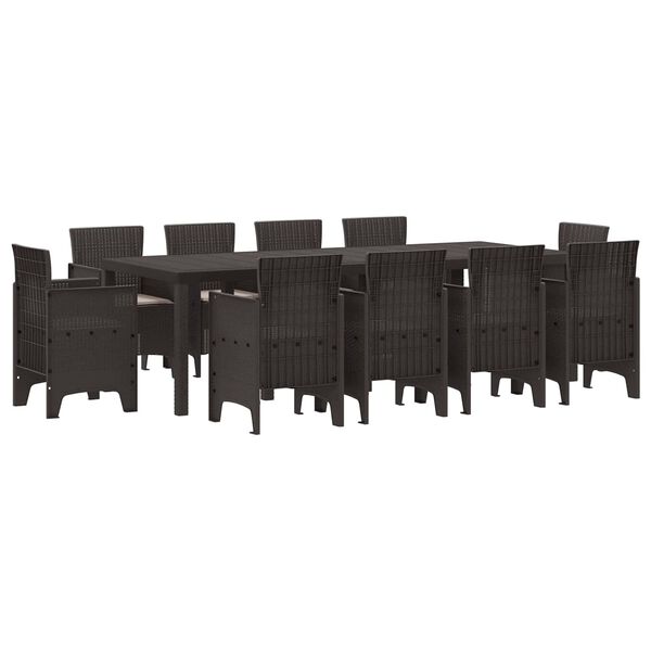 vidaXL Garten Essgruppe 11 pcs Braun Polt Rattan