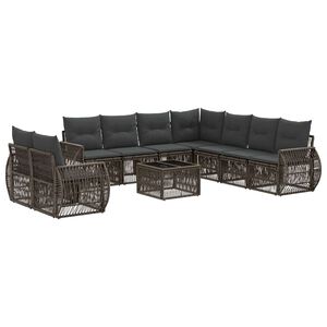 vidaXL Gartensofa-set 10 stk. Grau und Dunkelgrau Poly-Rattan