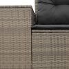 vidaXL Gartensofa 2-Sitzer mit Kissen Grau Poly Rattan