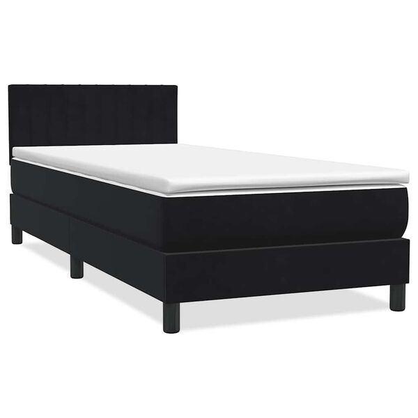 vidaXL Boxspringbett mit Matratze & LED Schwarz 100x210 cm Samt