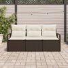 vidaXL Sofa Set mit Kissen 3 pcs Braun Poly Rattan