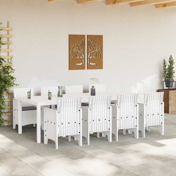 vidaXL Garten Essgruppe 9 pcs Hellgrau Polt Rattan