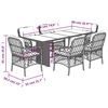 vidaXL 7-tlg. Garten-Essgruppe mit Kissen Grau Poly Rattan
