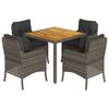 vidaXL 5-tlg. Garten-Essgruppe mit Kissen Grau Poly Rattan
