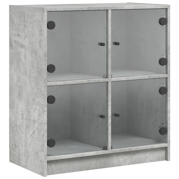 vidaXL Beistellschrank mit Glast&uuml;ren Betongrau 68x37x75,5 cm