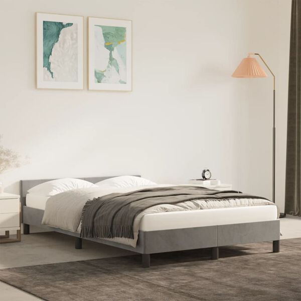 vidaXL Bettgestell ohne Matratze Hellgrau 120x190 cm Samt