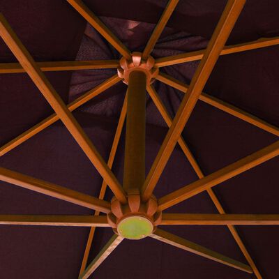 vidaXL Ampelschirm mit Mast Bordeauxrot 3x3 m Massivholz Tanne
