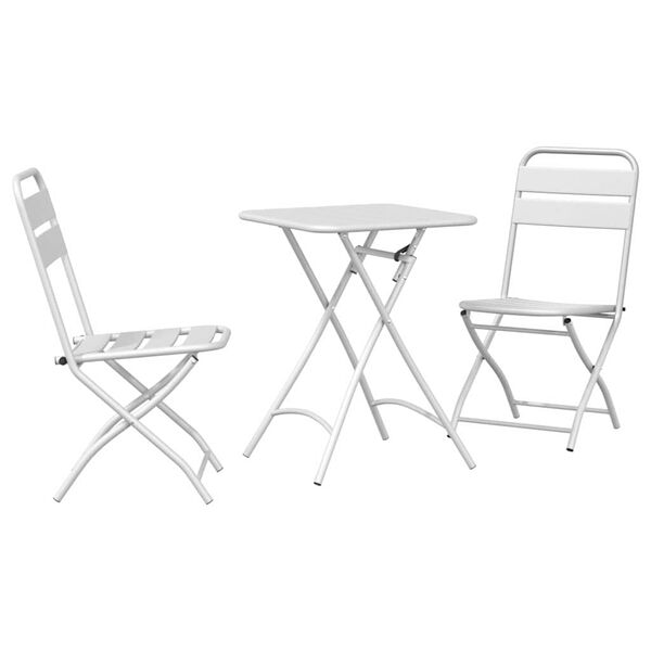 vidaXL Bistrogarnitur 3 pcs Wei&szlig; Stahl