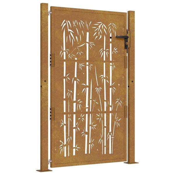 vidaXL Gartentor 100x150 cm Cortenstahl Bambus-Design