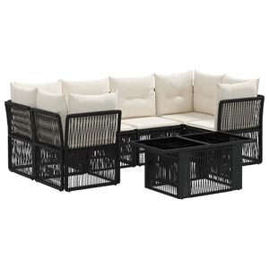 vidaXL Gartensofa-set 7 stk. Schwarz Poly-Rattan