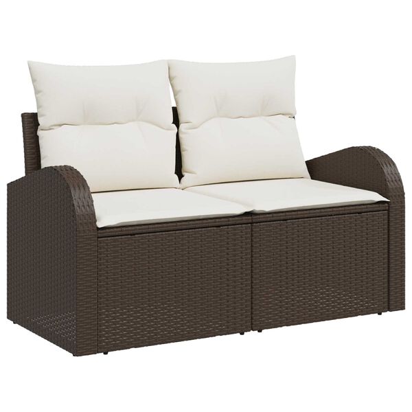 vidaXL Gartensofa-set mit Kissen mit Speicher 6 pcs Braun Poly-Rattan