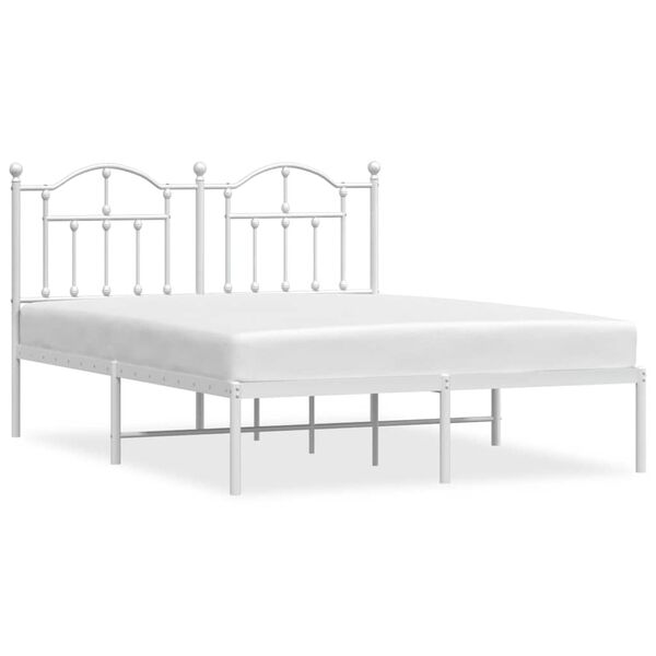 vidaXL Bettgestell mit Kopfteil Metall Wei&szlig; 140x190 cm