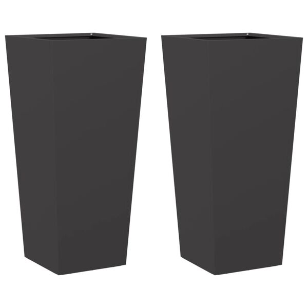 vidaXL Pflanzk&uuml;bel 2 Stk. Schwarz 35x35x75 cm Stahl
