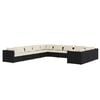 vidaXL 11-tlg. Garten-Lounge-Set mit Kissen Poly Rattan Schwarz