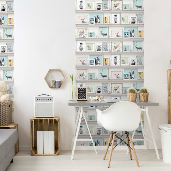 DUTCH WALLCOVERINGS Tapete Tier-Fotorahmen Mehrfarbig L325-01