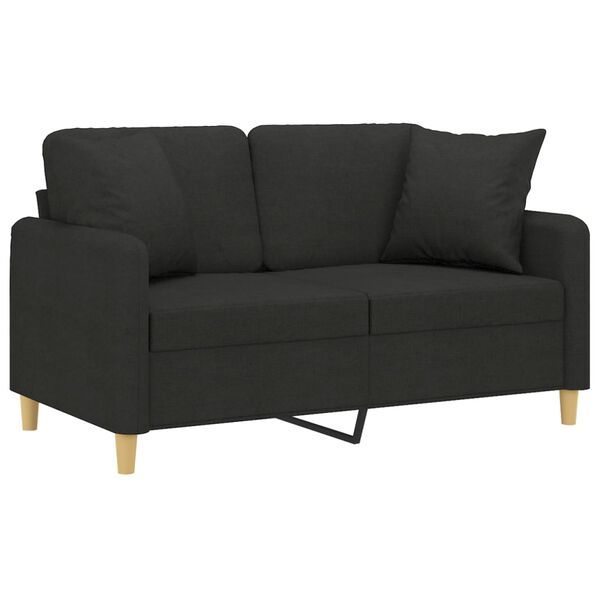 vidaXL 2-Sitzer-Sofa mit Kissen Schwarz 120 cm Stoff