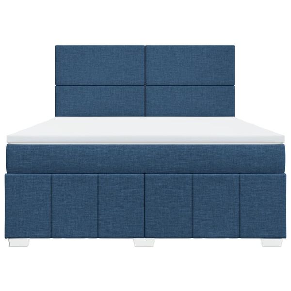 vidaXL Boxspringbett mit Matratze Blau 180x200 cm Stoff