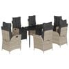 vidaXL 7-tlg. Garten-Essgruppe mit Kissen Hellgrau Poly Rattan