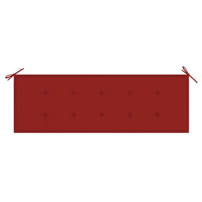 vidaXL Batavia-Gartenbank mit Roter Auflage 150 cm Massivholz Teak