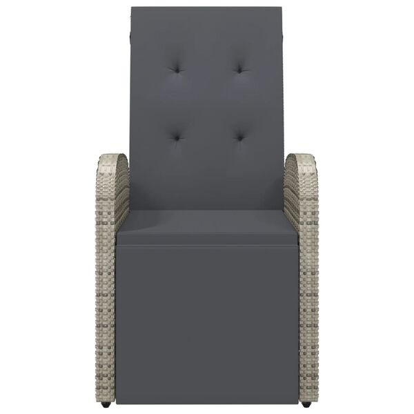 vidaXL Garten-Liegest&uuml;hle mit Kissen 2 Stk. Grau Poly Rattan