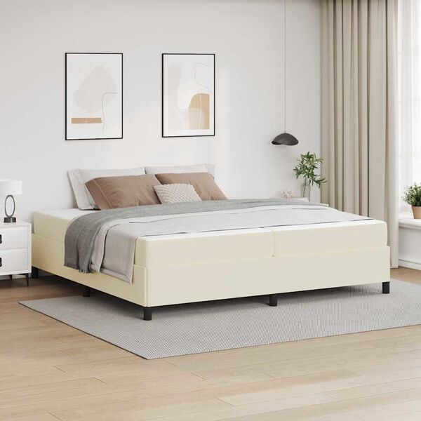 vidaXL Bettrahmen mit Matratze Creme 200 x 200 cm Stoff