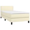 vidaXL Boxspringbett mit Matratze & LED Creme 80x200 cm Kunstleder