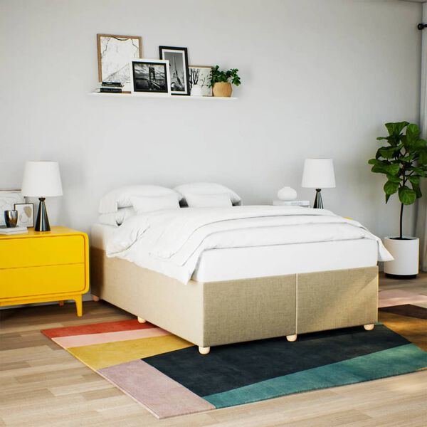 vidaXL Bettgestell ohne Matratze Creme 140x200 cm Stoff