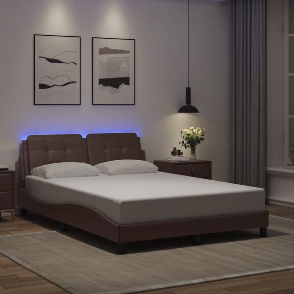 vidaXL Bettgestell mit LED ohne Matratze "Zadar" Braun 120x200 cm