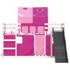 vidaXL Etagenbett mit Rutsche und Gardinen Rosa 90x200 cm