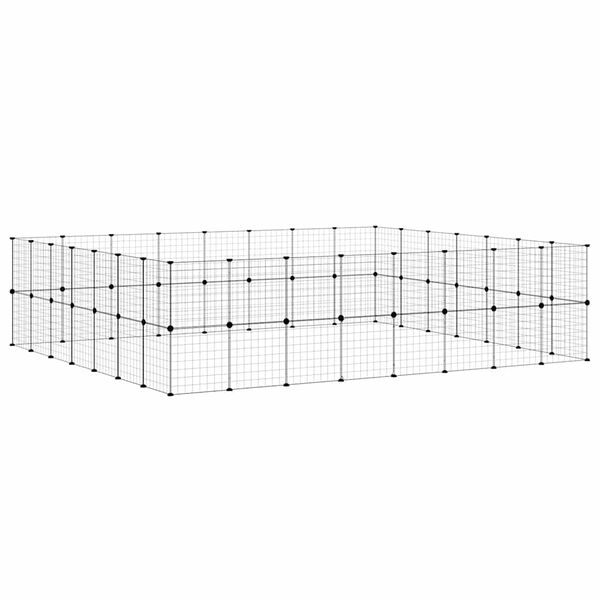 vidaXL 60-tlg. Haustierk&auml;fig mit T&uuml;r Schwarz 35x35 cm Stahl