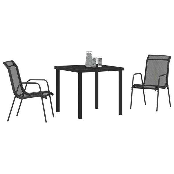 vidaXL Garten Essgruppe 3 pcs Schwarz Textilene und Stahl