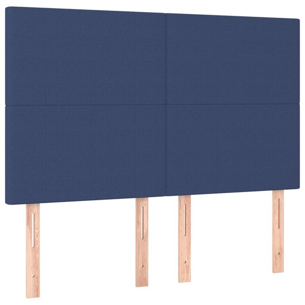 vidaXL LED Kopfteil Blau 144x5x118/128 cm Stoff