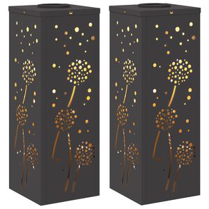 vidaXL Solar LED Weg Licht 2 pcs Schwarz Kalt gewalzter Stahl