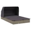 vidaXL 2-Personen-Sonnenliege mit Dach Grau 213x118x97 Poly Rattan
