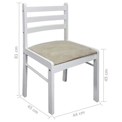 vidaXL Esszimmerstühle 4 Stk. Weiß Gummibaum Massivholz und Samt