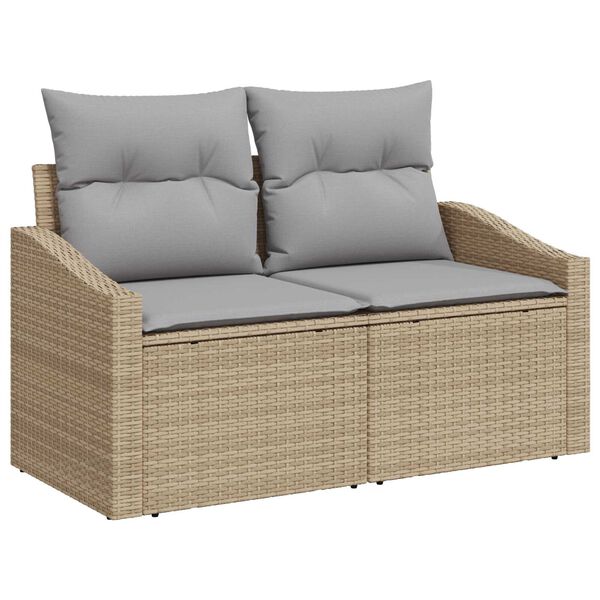 vidaXL Garten-Sofa-Set mit Speicher 10 pcs Beige Poly Rattan